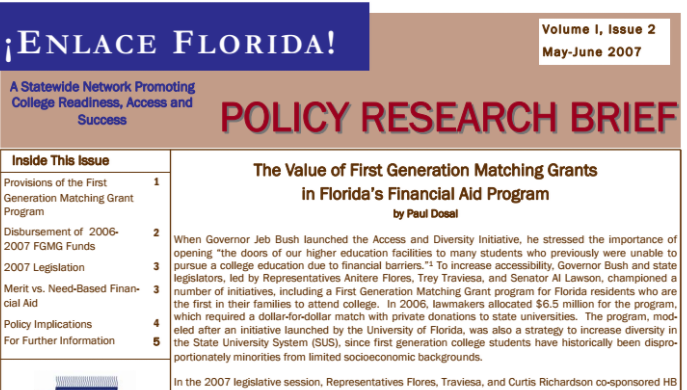 The Value of First Generation Matching Grants