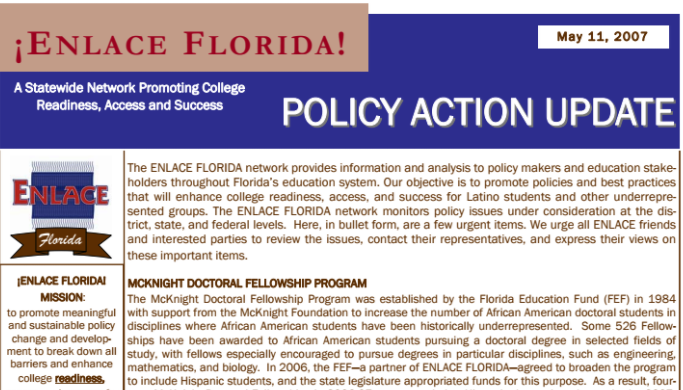 Policy Action Update 2007