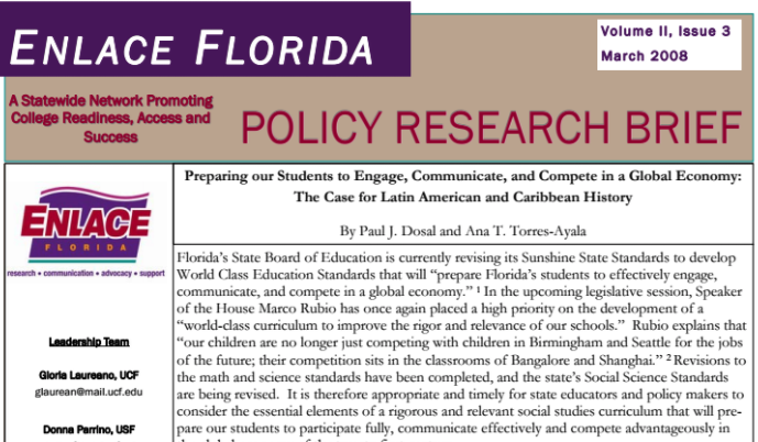 Preparing our Students to Engage, Communicate, and Compete in a Global Economy: The Case for Latin American and Caribbean History