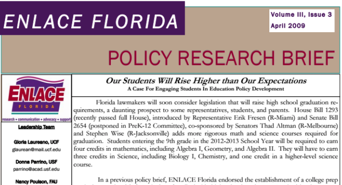 Our Students Will Rise Higher than Our Expectations: A Case For Engaging Students In Education Policy Development