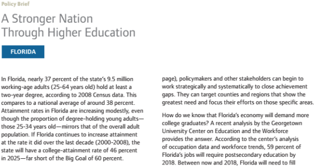A Stronger Nation Through Higher Education