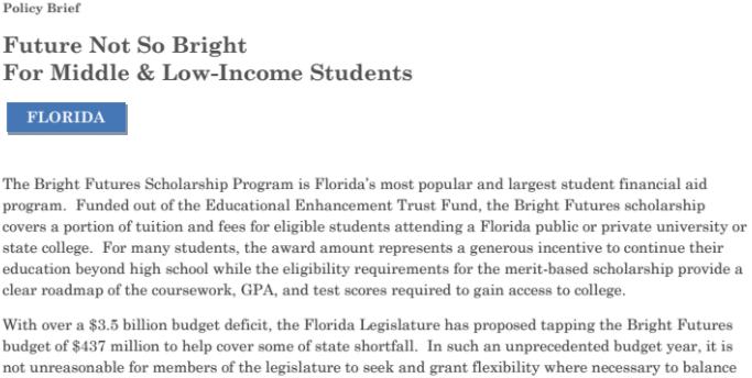 Future Not So Bright For Middle & Low-Income Students