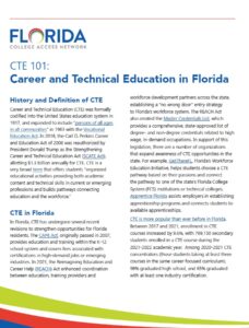 ONE-PAGER — CTE 101: Career and Technical Education in Florida